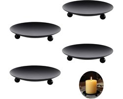 4 stuks - Kandelaar - Kaarsenhouder - kaarshouder - metalen kandelaar - kerstversieringen - huisdecoratie - kaarsaccessoires - opbergrek - voor tafeldecoraties voor bruiloften, familiereünies en decoraties - 8.8*1.6 cm - zwart