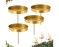 4 stuks - Kandelaars - Kaarsenhouder - Kaarshouder - Metalen kaarsenhouder - vintage decoratie - huisdecoratie - ronde retro kaarshouders - kaarsaccessoires - voor kerstkransen, paasdecoraties, bruiloften, verjaardagen - Φ8 cm - goud