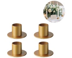 4 stuks - Kandelaars - Metalen kandelaars - Minimalistische stijl - Vintage - Kaarsenstandaards - Ideaal voor romantische tafeldecoraties, bruiloftsarrangementen, kaarsenopstelling - Elegante ornamenten - Kolomvormig - Goud