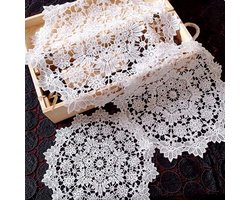 4 stuks kanten onderzetters, vintage bloem ronde doilies gehaakte placemat rustieke decoraties voor tafel keuken eetkamer feest dressoirs dromenvanger decoratie