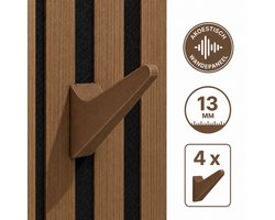 4 Stuks Kapstok Haken voor Akoestisch Wandpaneel – Zelfklemmende Ophanghaken – Roasted Chestnut