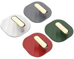 4 Stuks - Kapstokhaken - Ophanghaken - Kapstokhaken - Deurhaken - Kledinghaak - Ophanghaak - Kapstok - Haak - Handdoekhaken - Zelfklevende - Wit, rood, grijs en groen - 5.3CM - ABS