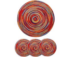 4 stuks katoen geweven rotan hittebestendig tafelma, 11,8 inch 30 cm ronde placemats set, onderzetters, keuken tafelmatten, kom mat voor eettafel keuken decoratie.