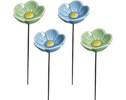 4 Stuks Keramische Bloemen voor Bijen - Weerbestendige Keramische Bijenwaterstation Waterbakjes - Tuinversiering voor Buiten - Voor Tuin - Erf - Patio - Veranda en Balkon