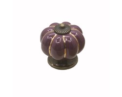4 stuks keramische deurknoppen, kastgrepen, vintage pompoen, meubelknoppen voor keukenkasten, laden, nachtkastjes, commodes, kledingkasten, paars, retro knoppen