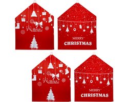 4 Stuks Kerst Stoel Covers Kerst Eetkamerstoel Achterhoezen Decoraties Kerst Stoel Zitslip Cover voor Xmas Vakantie Seizoen Thuis Keuken Kerstversiering (A