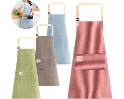 4 stuks keukenschort voor dames - verstelbaar - katoenen zakken - 70 x 65 cm - keuken bar restaurant barbecues