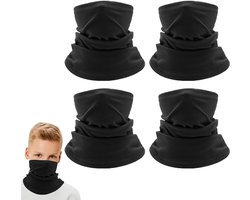 4 Stuks Kinderen Nekwarmer - Winter Gaiter Fleece Winddicht - Multifunctionele Tubulaire Sjaal (Zwart)
