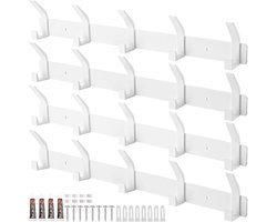 4 stuks kledinghaken voor aan de muur - garderobehaken met 5 haken - aluminiumlegering - wit - multifunctionele kledinghaken voor garderobe, keuken, slaapkamer en badkamer