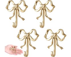 4 stuks Kleine strikhaak- decoratieve strikhaak voor aan de muur - handdoekhaak- multifunctioneel- hoedhaak,- helder geelgouden afwerking- muurhaak voor badkamer en woonkamer- om jassen op te hangen
