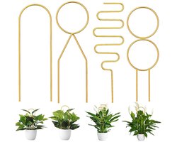 4 Stuks - Klimrek Nature - Tuinaccessoires - Kunststof plantenklimrek - Metal Trellis for Potted Plant - Klimrek Planten - Klimrek Planten Buiten Muur - Klimrek Planten Tuin - Plantensteun - Trellis voor Klimplanten - Goud