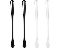 4-Stuks Klopper - Mixer - Keukengereedschap - Multifunctioneel - Mini - Met Lepel - Handmatig - ABS Kunststof - 22×2×1 cm - Geschikt voor koken, bakken, kloppen, sauzen bereiden, ingrediënten verwerken en dagelijks keukengebruik - Zwart en Wit