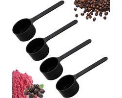 4 Stuks - Koffiepoederschepje - Koffie Schepje - Maatschepje - Koffiepoeder Schep - Lepel - Maatlepel - Maatlepel voor koffiepoeder - Keukengereedschap - Kookgereedschap - Koffie Accessoires - Kunststof - 15g - 30ml - Zwart