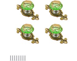 4 Stuks Kristal Diamant Handgrepen Lade Pull Handgrepen Kleurrijke Kristal Glas Deurknoppen Garderobe Kast Deurgrepen Kast Knop Groen Enkel Gat