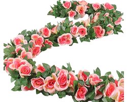 4 stuks kunstrozenrank – 220 cm per tak – Kunstbloem slinger – Voor bruiloft, thuis, tuin & feest – Champagnekleur