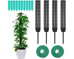 4 stuks kunststof mosstok voor planten - Monstera plantenondersteuning - kamerplanten - plantensteunstokken - klimplanten - zwart Moss Rod Plant Pole Climbing