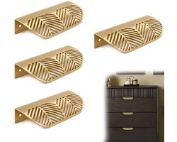 4 stuks - Ladegrepen - Kabinet Lade Grepen - Metaal - Geborsteld bladgouden handgrepen - Handgreep - Keukengreep - Meubelgreep - Kastgreep - Voor Kast, Keukenkast, Lade en Meubels - Goud