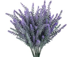 4 stuks lavendel kunstbloemen - kunstboeket - flocking simulatie - romantisch flock lavendelboeket - kunstbloemen - geschikt voor huis, tuin, feest, bruiloft, kamerdecoratie - paars (de hoofdfoto toont het effect van 4 boeketten)