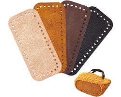 4 Stuks Leer Tasbodem voor Haakwerk, 17x7cm Rectangulaire Basisvormer voor DIY Schoudertassen en Portemonnees, Perfect voor Handwerk en Creatieve Projecten