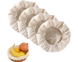 4 stuks - linnen hoezen - ronde hoes voor kommen - ronde rijsdoeken voor brood - voor gebruik in woningen, hotels en bakkerijen - 20×8cm