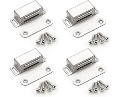 4 stuks - Magnetische deursloten - Zilveren magnetische deursloten - Deurmagneten van roestvrij staal - Sterke magnetische deursloten - Kastdeur- en ladesloten - Geschikt voor keukens, badkamers, kasten, garderobekasten en kasten