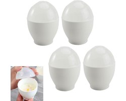 4 stuks - magnetron eierkoker - eierkoker - anti aanbak-ei- en roerei maken - voor instant ontbijt - PP plastic stoombekers - 6,5 x 9,5 cm - keukengereedschap - anti aanbaklaag - voor home kitchen​​ - wit