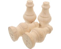 4 Stuks Massief Houten Meubelpoten Onbehandeld Ronde Poten voor Bank, Bed en Kast, Duurzaam en Tijdloos voor DIY Vervangingen en Meubelverstelling