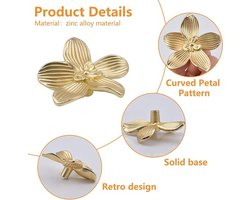 4 stuks massief messing knoppen bloemvorm dressoir knoppen bloemblad lade knoppen keuken handvat voor kast dressoir deur trekt gouden meubels decoratie trekt (goud)