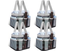4 Stuks Mesh Douche Caddy - Draagbare Douche Mand met 8 Diepe Zakken voor Studenten en Reizigers