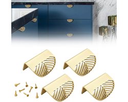 4 Stuks Messing Goud Meubelgrepen, Blad Vorm Kast Trekt, Meubelgrepen in Verguld Messing, Keuken Deur Koperen Lade Pull Knoppen met Schroeven