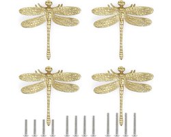 4 stuks messing ladeknoppen met trekgreep gouden libelle design meubelknoppen met schroefkast kledingkast dressoir