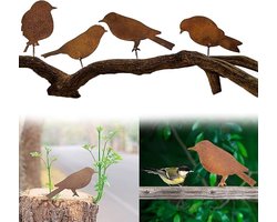 4 Stuks Metalbird - Tuindecoratie Buiten - Metalen Vogel Tuin Decoratie - Tuindecoratie - Roestige Vogels Decoratie - Metalen Vogels Beelden - Roestdecoratie Voor De Tuin - Geschikt Voor Woonkamers, Kantoren of Woningen