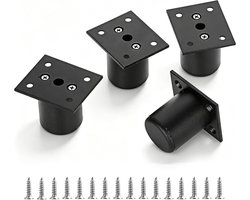 4 stuks metalen meubelbenen - zwart - aluminium meubelbenen - geschikt voor kleine kasten, bureaus, banken, verstelbare meubelvervangende benen, zware tafel stoel benen verlenger - 5 x 6 cm
