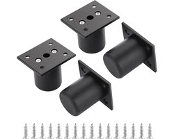 4 stuks Metalen Meubelpoten - Zwart - Aluminium Meubelpoten - Kleine Kast Bureau Bankpoten, Verstelbare Meubelvervangingspoten Hoekverhogers Zware Duty Tafel Stoelpootverlengers - 5 x 6cm