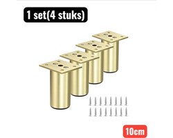 4 stuks - Meubel montageonderdelen - Meubelpoot - 10cm - Verstelbare Kast Poten - Verhoogde Aluminium Meubel Poten voor Keuken, Badkamer en Bank - 1-15mm Hoogte Aanpassing - Goud