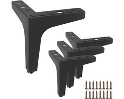 4 stuks meubelpoten - 10 cm driehoekige tafelpoten - zwarte metalen poten - geschikt voor salontafel, kast, bank, nachtkastje, tv-kast, lade