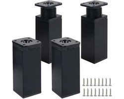 4 stuks - Meubelpoten - 10 cm - Verstelbare meubelvoeten - Verstelbare tafelpoten - bank voeten - bed voeten - tafelpoten - kastvoeten - kastpoot - tafelpoten van aluminiumlegering - voor keukenbank, banken, salontafels, meubels, kast en bed - zwart