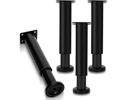 4 stuks Meubelpoten Verstelbare cilindrische meubelpoot Metaal (verstelbaar hoogte 18-30 cm)