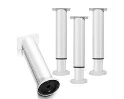 4 stuks Meubelpoten Verstelbare cilindrische meubeltafelpoot Wit metaal (verstelbaar in hoogte 18-30 cm)