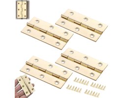 4 stuks - Meubelscharnieren - Messing scharnieren - meubel scharnieren - meubel scharnieren klein - messing scharnieren inklapbaar - Vouwscharnieren - Scharnieren voor kastlades - 5 cm - Geschikt voor meubels, kledingkasten en lades