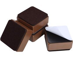 4 Stuks - Meubelverhogers - Bedverhogers - 6 × 6 × 3 cm - Rechthoekige meubelpoten - Tafelverhoger - Kastpoten - Metalen meubelpoten - Meubelpoten van koolstofstaal - Meubelonderzetters - Meubeltafelpoten - Steunpoot - Vloerbescherming - Bruin