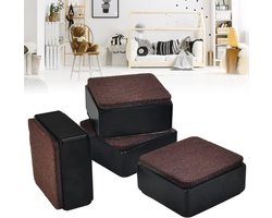 4 Stuks Meubelverhogers van Koolstofstaal Antislip Bedverhoger Zelfklevend Meubelverhoger 60 * 60 * 32mm Verhoger Vierkante Poot Tafelverhoger voor Bank Kast, Zwart