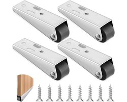 4 stuks meubelwielen - kleine bokwielen - mini-zijwaartse gemonteerde wielen voor meubels - stille zwenkwielen met laag profiel, met 8 schroeven, voor transportplanken, bureaus, kasten