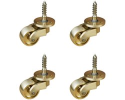 4 stuks - Meubelwielen - Zwenkwielen - Universeel - voor meubels, kasten, banken, trolleys, stoelen en bedden - goud - 25mm - metaal