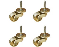 4 stuks - Meubelwielen - Zwenkwielen - Universeel - voor meubels, kasten, banken, trolleys, stoelen en bedden - goud - 25mm - metaal