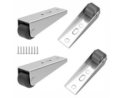 4 stuks meubelwieltjes, kleine bokwielen met schroeven, zijdelingse gemonteerde wielen, poortrol voor transportplanken, bureaus, kasten