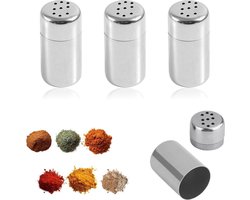 4 stuks mini-zoutvaatjes – zout- en pepervaatjes – klein – mini-zout- en pepervaatjes – roestvrij staal – zoutvaatjes en pepervaatjes – set voor verschillende specerijen – voor onderweg – camping