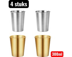 4 stuks - Mok - RVS Bierpul - Campingmok - Industriële Metalen Drinkbeker - Enkelwandige Mok voor Koude Dranken - Zilver - 300ml