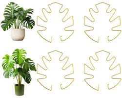4 Stuks Monstera Bladplantensteun, Metaal Monstera Steun Klimplantenstengelstabilisator Houder voor Binnen en Buiten Tuinaccessoires (Goud)