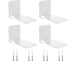 4 stuks - Onzichtbare boekenplank - wandgemonteerd boekenrek - multifunctionele metalen boekenplanken - zwevende planken - boekenplank aan de muur - boekenplank - met schroeven - voor thuiskantoor, klaslokaal en boekwinkel - wit - 6.6*6*10.5 cm